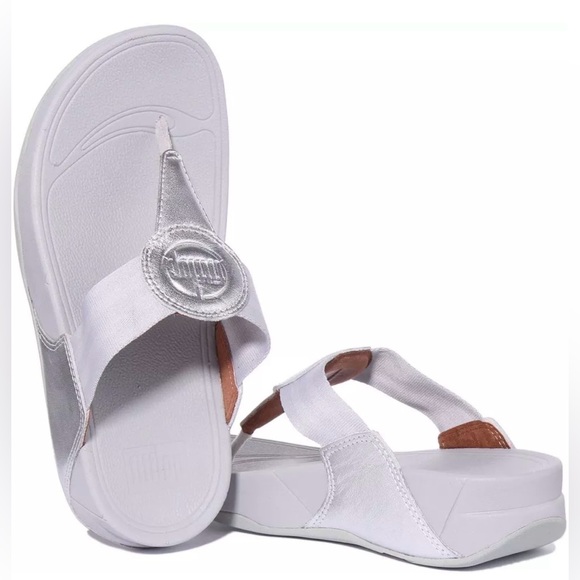 Fitflop Walkstar Leather Weidge Sole Everyday Silver Womens Size 9 - Picture 2 of 7